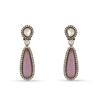 Fareedah - Pink centre dangler earrings