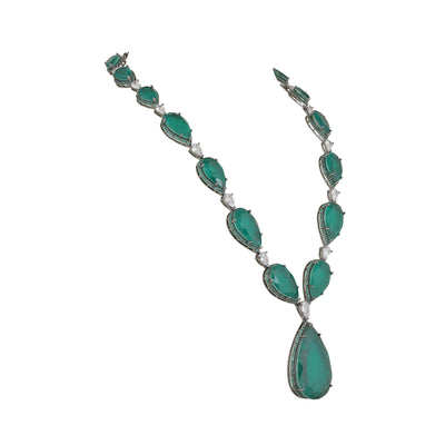 Bunanah - Emerald green stone necklace set