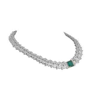 Daniya - Emerald Green doublet stone & Cubic Zirconia necklace Set