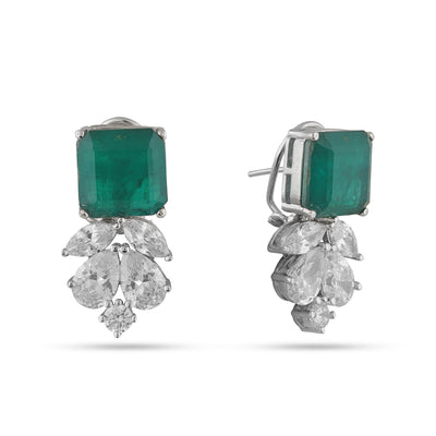 Daniya - Emerald Green doublet stone & Cubic Zirconia necklace Set
