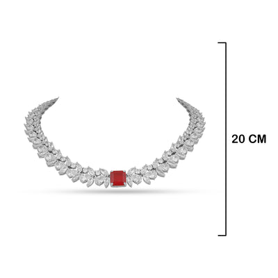 Daria - Red Doublet stone & Zirconia necklace set