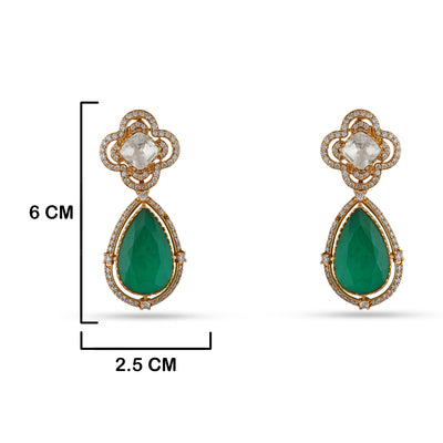 Firdaus - Kundan and emerald green stone necklace set