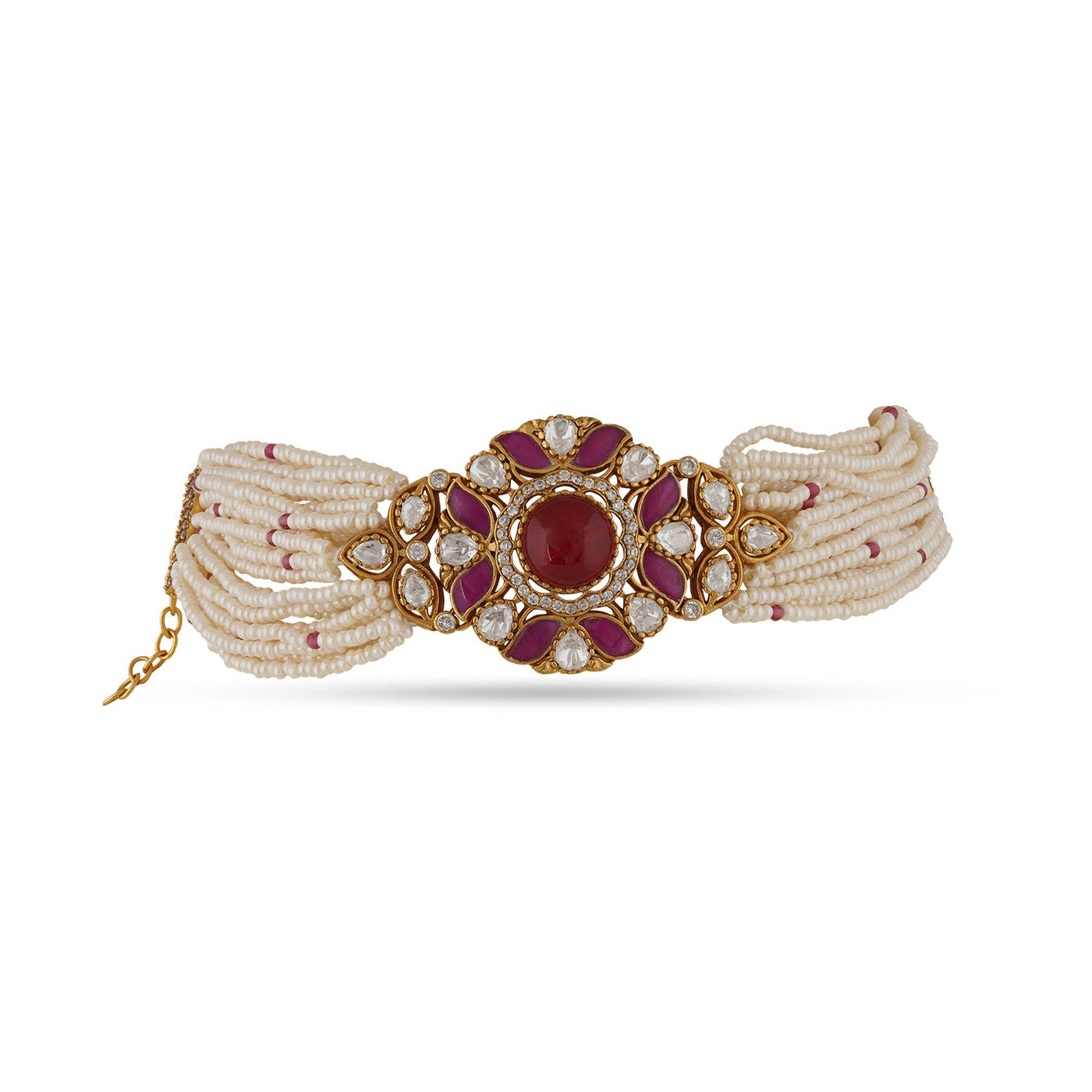 Firdowsa - Ruby Red stone & Polki bracelet