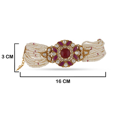 Firdowsa - Ruby Red stone & Polki bracelet