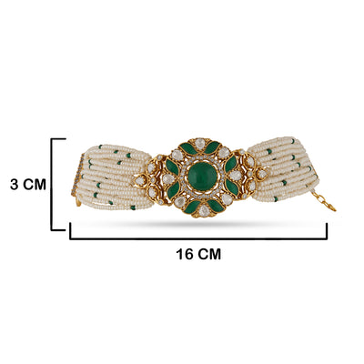 Fiza - Green stone & Polki bracelet