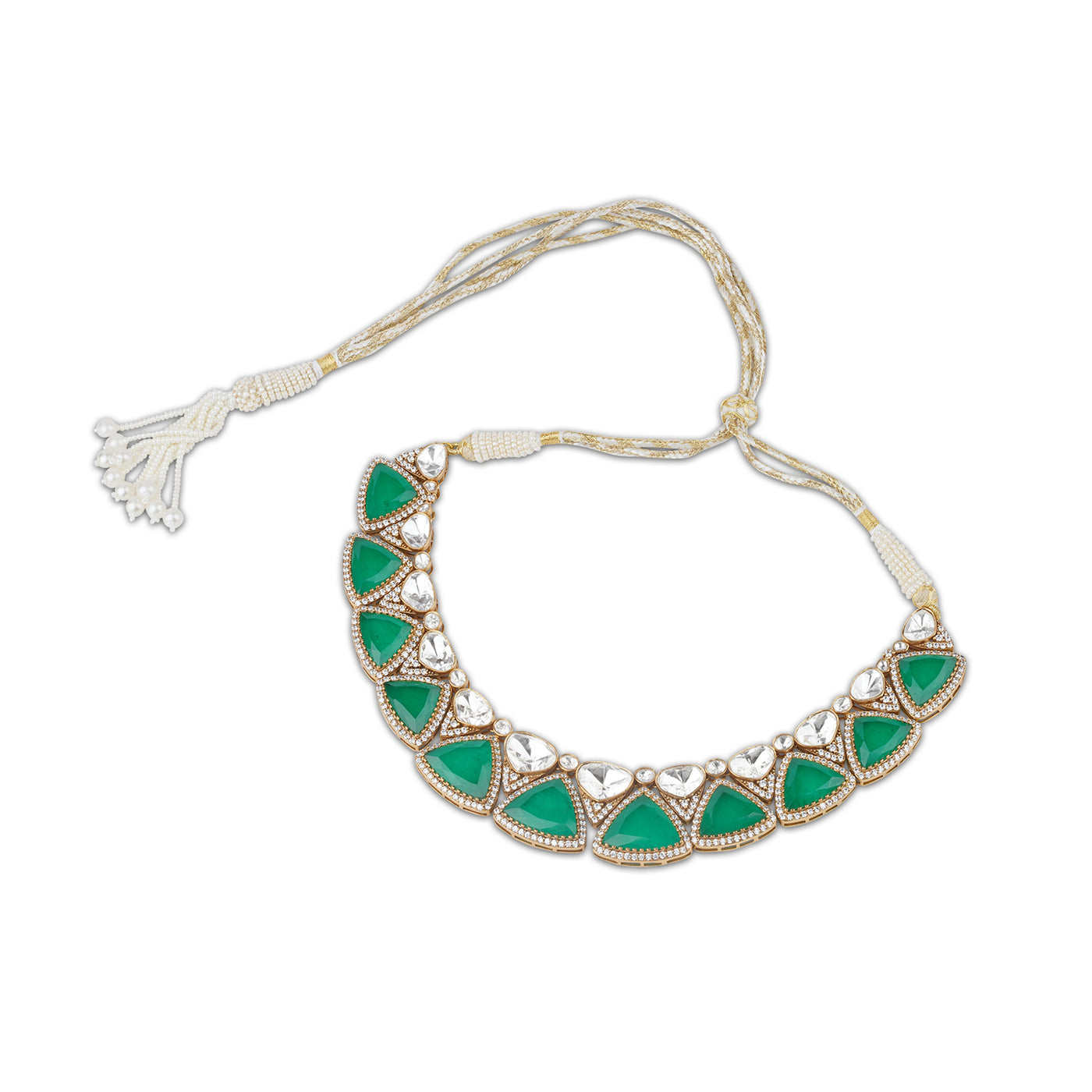 Fazzilet - Polki and American diamond necklace set