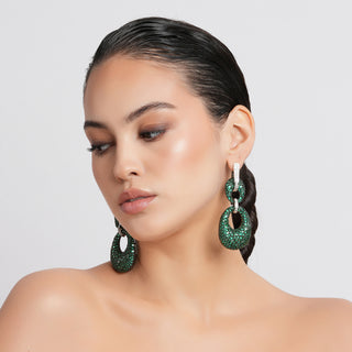 Irum - Green CZ Dangler Earrings