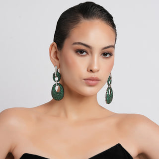 Irum - Green CZ Dangler Earrings