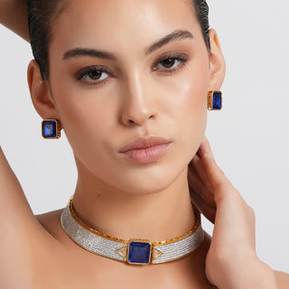 Nora - Blue Doublet Stone Choker Set