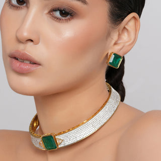 Nora - Green Doublet Stone Choker Set