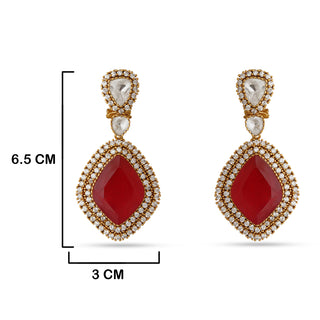 Hadeeqah - Red stone and polki earrings