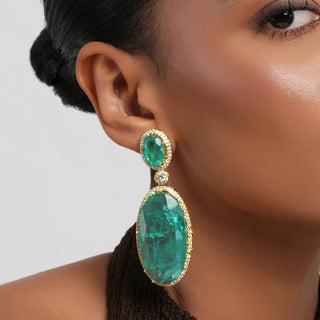 Badia - Green Doublet Stone Earrings