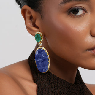 Badiyah - Green & Blue doublet stone Earrings