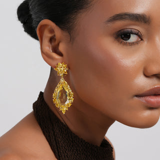 Liza - Yellow CZ dangler earrings