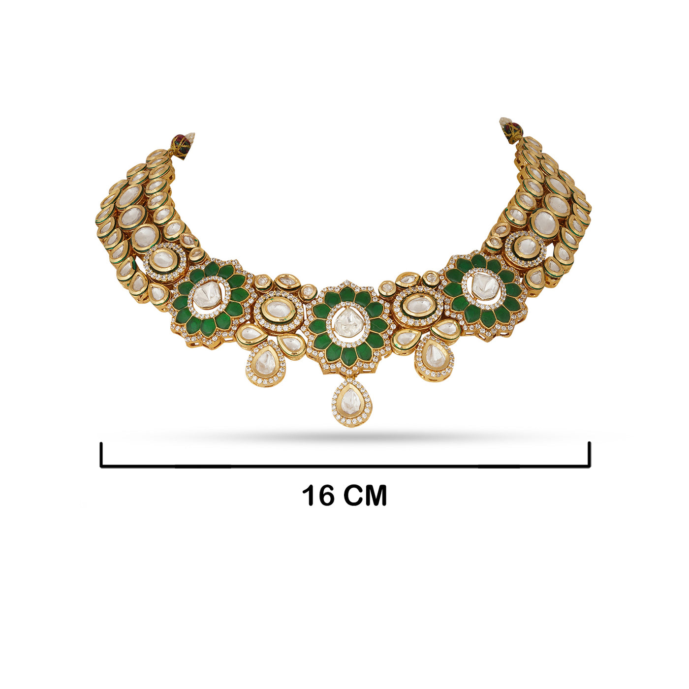 Hajrah - Green Stone Kundan Necklace Set