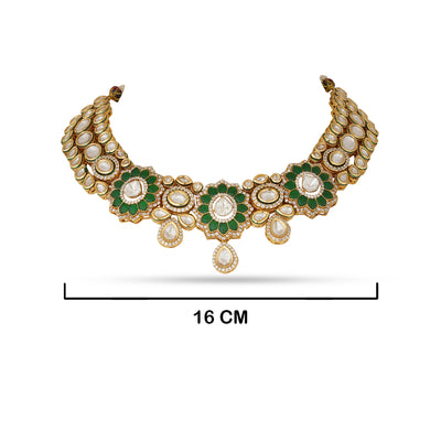 Hajrah - Green Stone Kundan Necklace Set