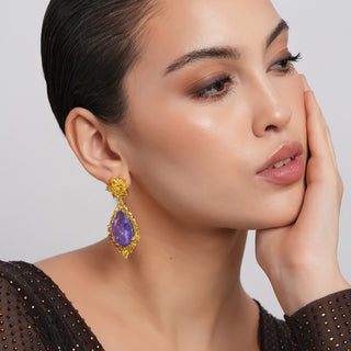 Liza - Blue Doublet Yellow CZ Earrings