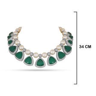 Burdah - Pearl & Green Doublet Necklace