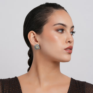 Grace- CZ Stud Black Rhodium Plated Earrings