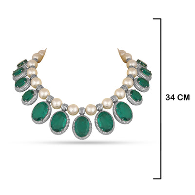 Busayrah - Pearl & Green Doublet Necklace