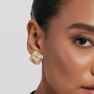 Grace- Gold Plated CZ Stud Earrings