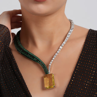 Ilhan - Yellow Stone & CZ Necklace Set