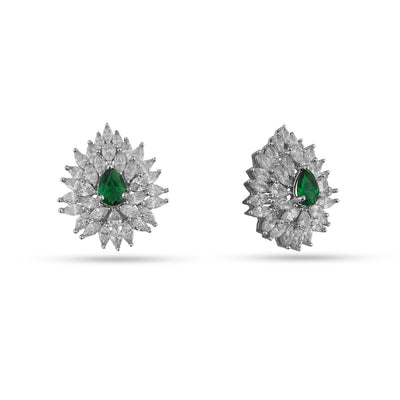 Farisha - CZ & Green Stud Earrings