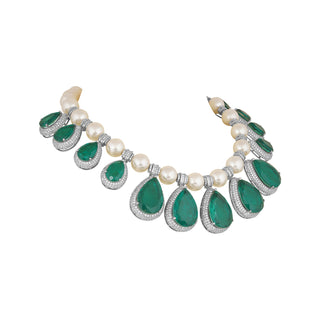 Bushrah - Pearl & Green Doublet Necklace