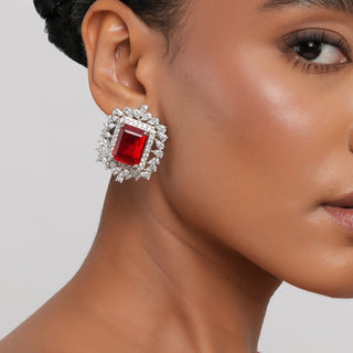 Fadela Red Doublet & CZ Earrings