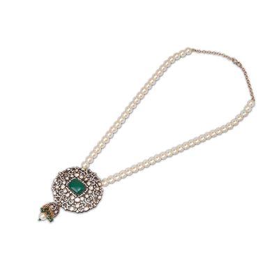 Busrah -Long Pearl and Kundan Necklace Set