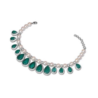 Bushrah - Pearl & Green Doublet Necklace