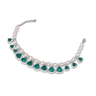 Burdah - Pearl & Green Doublet Necklace