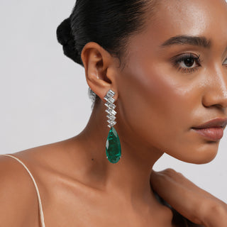 Ateeyah - CZ & Green Doublet Earrings