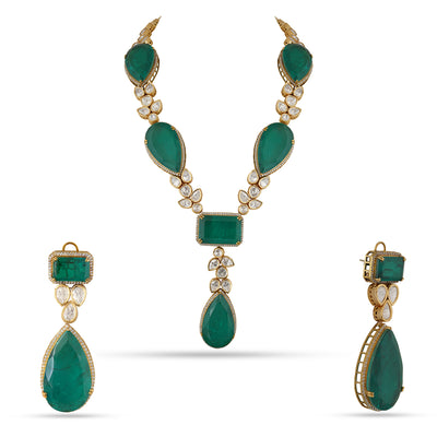 Hareem - Kundan & Green Stone Necklace Set