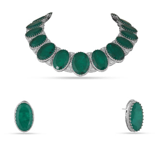 Hameeda - Green Stone necklace set