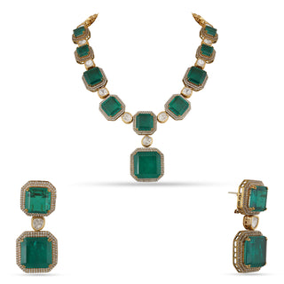 Hazirah - Emerald Green Doublet Necklace