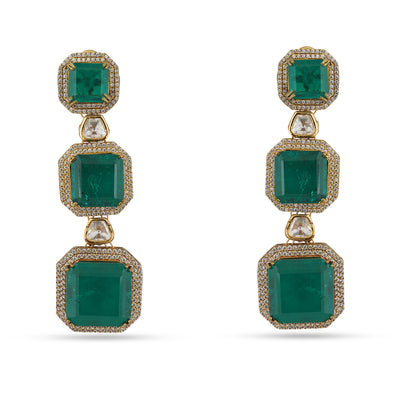 Hoor - Green stone dangler earrings