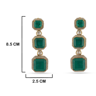 Hoor - Green stone dangler earrings