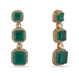 Hoor - Green stone dangler earrings