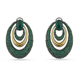 Hooria - Pink and Green Stone Earrings