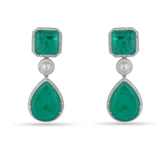 Husniya - Green Doublet dangler earrings