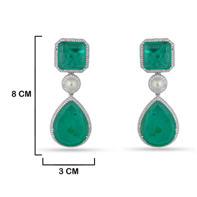 Husniya - Green Doublet dangler earrings