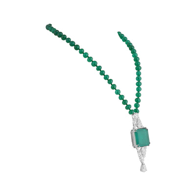 Haziqah - Emerald green stone necklace set