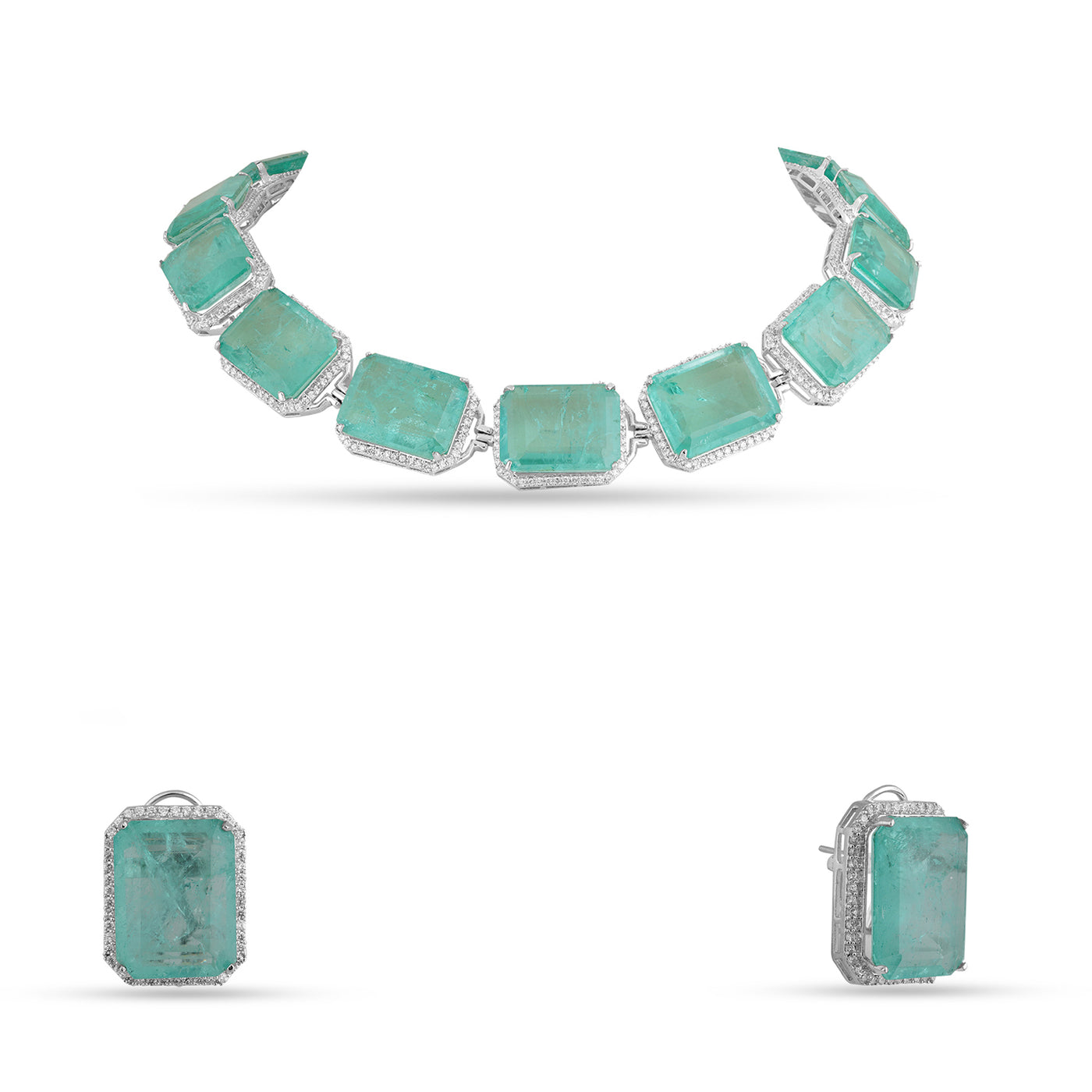Hazimah - Sea green stone necklace set