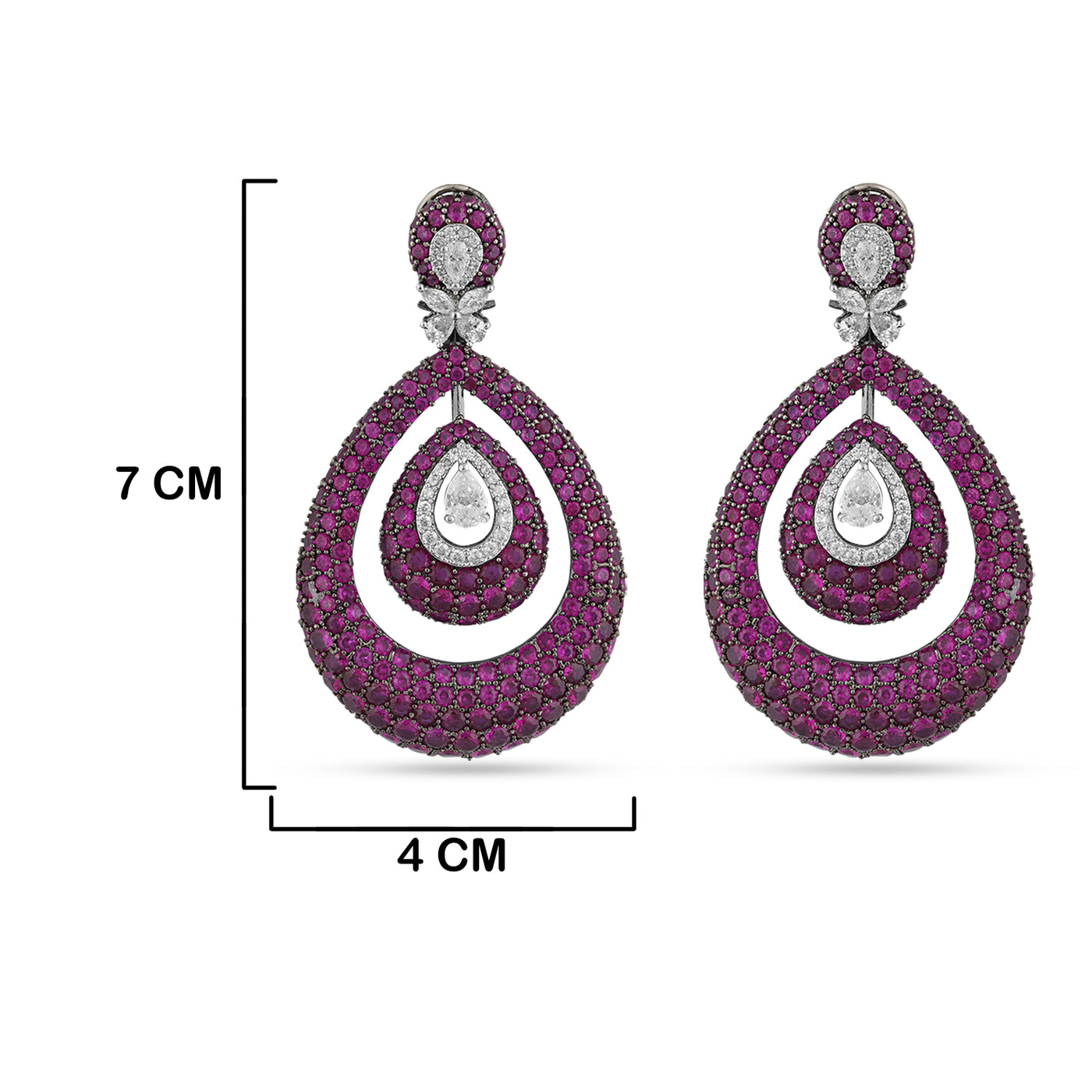 Zena - Pink CZ Dangler Earrings