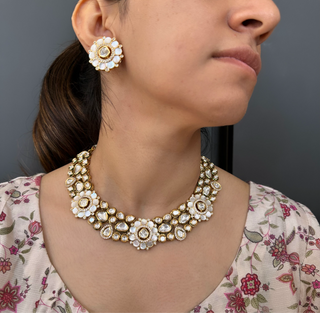 Elma - Mother of Pearl and Kundan Choker Set