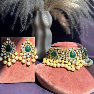 SEHAR - Green Stone Kundan Choker Set