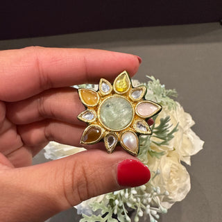 Anouk - Fluorite Centred Star Shaped Kundan Ring