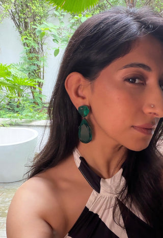 Aatifa - Emerald Green Doublet Drop Earrings