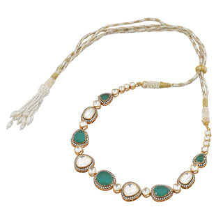 Raaya - Polki and Emerald Green Stone Necklace Set